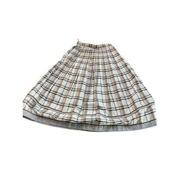 Trachtenmoden Alpentraum Plaid Pattern wood Flare Midi Skirt Size 6 - Picture 1 of 4